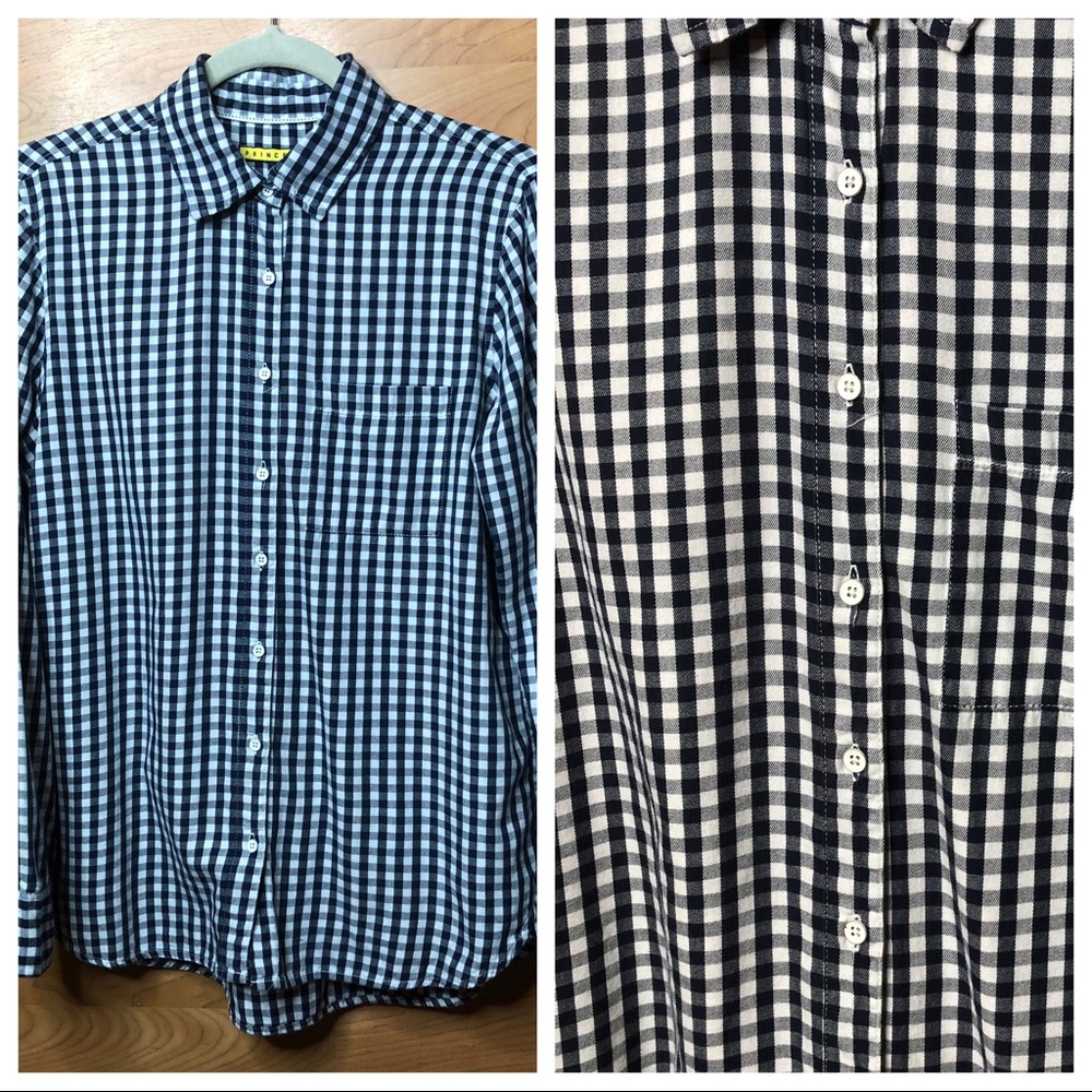 Prince & Fox Woven Large Navy Blue/White Blouse
